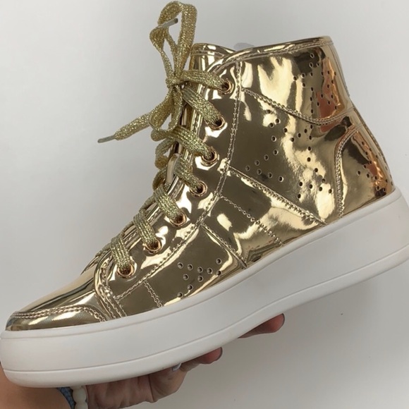 GOLD PATENT HIGH TOP SNEAKERS